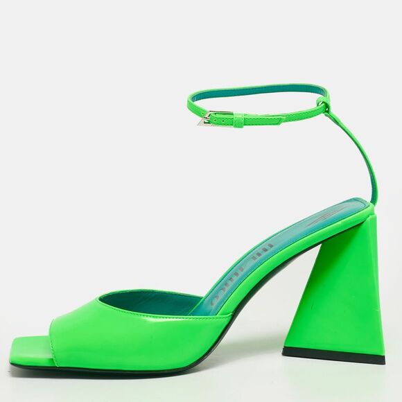 The Attico Shoes - The Attico Green Patent Leather Piper Ankle Strap Sandals Size 40